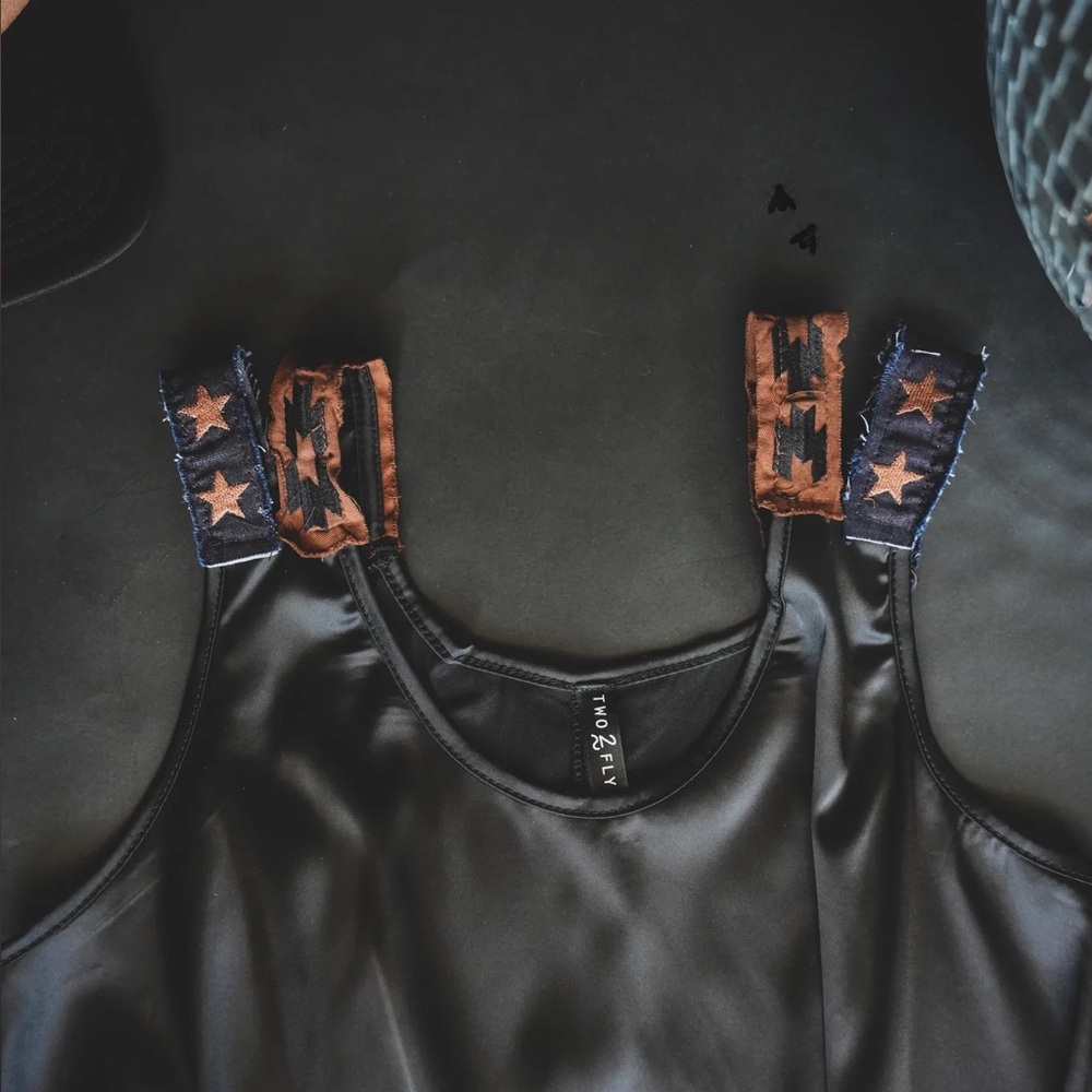 2FlyCo Slay It Satin Tank Top - Black - Picture 4 of 13